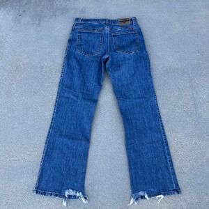 Wrangler Medium Blue Distressed Bootcut Jeans